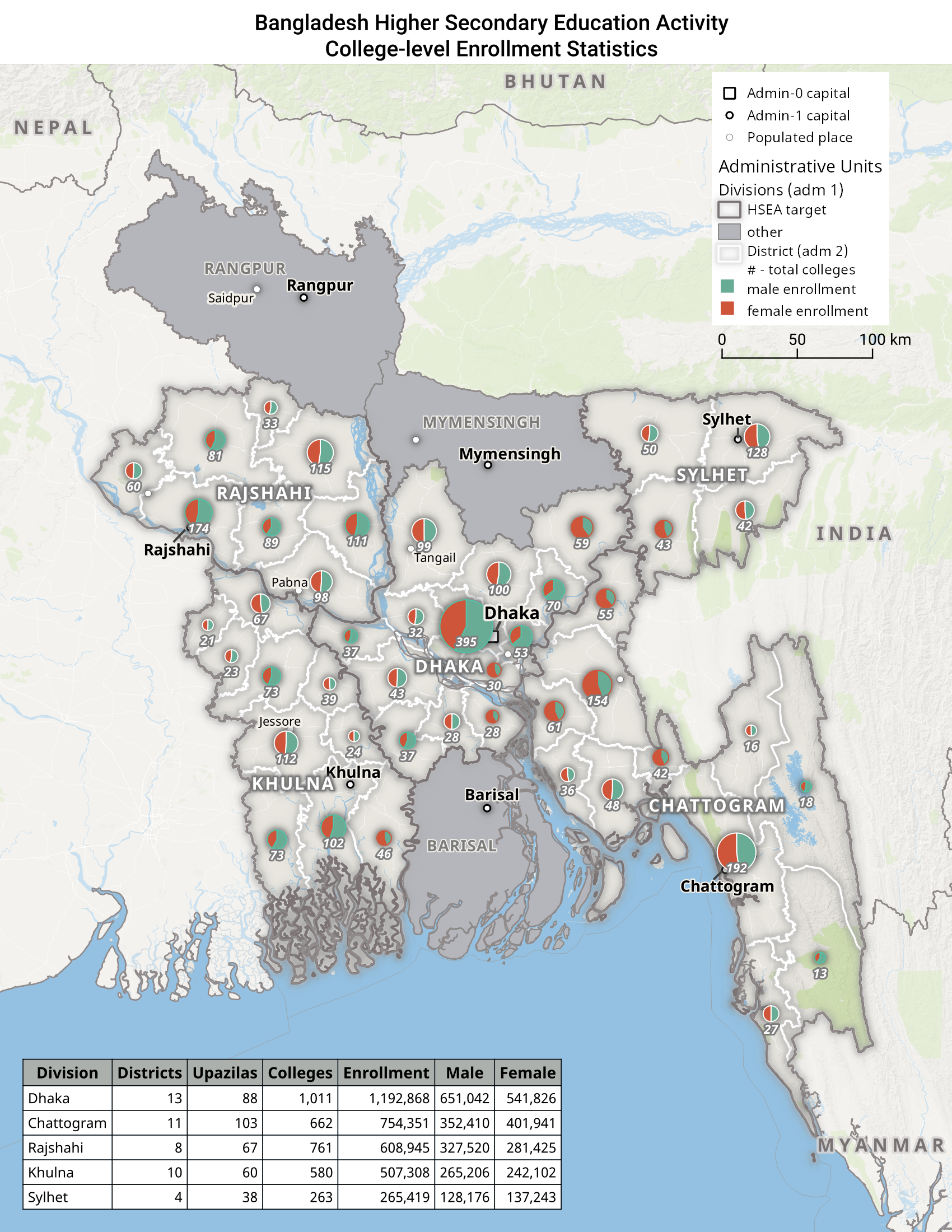 Bangladesh Educational Enrollment map